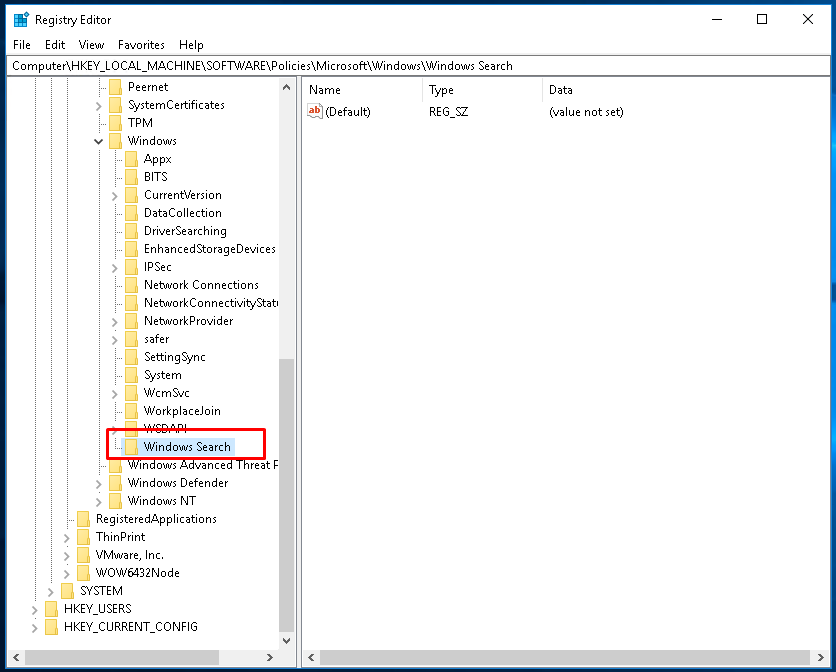 Windows Search Registry