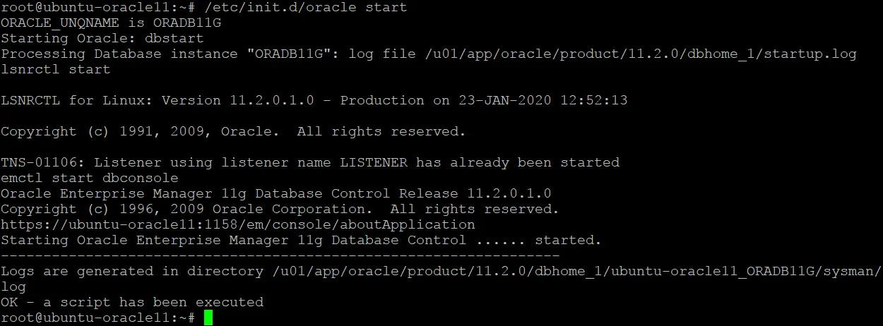 How to install Oracle on Ubuntu – running a startup script for Oracle