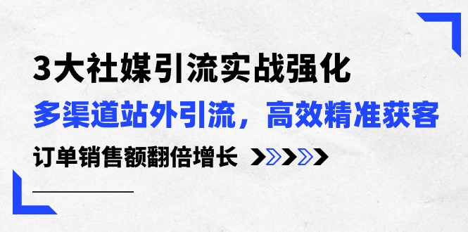 3大社媒引流实操强化，多渠道站外引流/高效精准获客/订单销售额翻倍增长 第1张