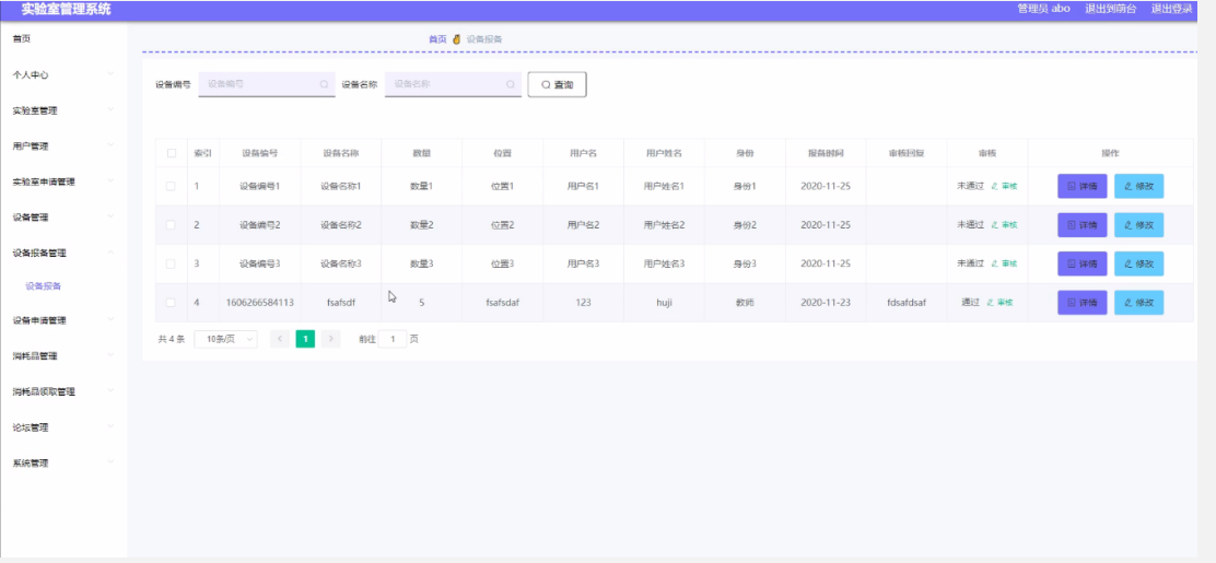 基于SpringBoot的“实验室管理系统”的设计与实现（源码+数据库+文档+PPT)