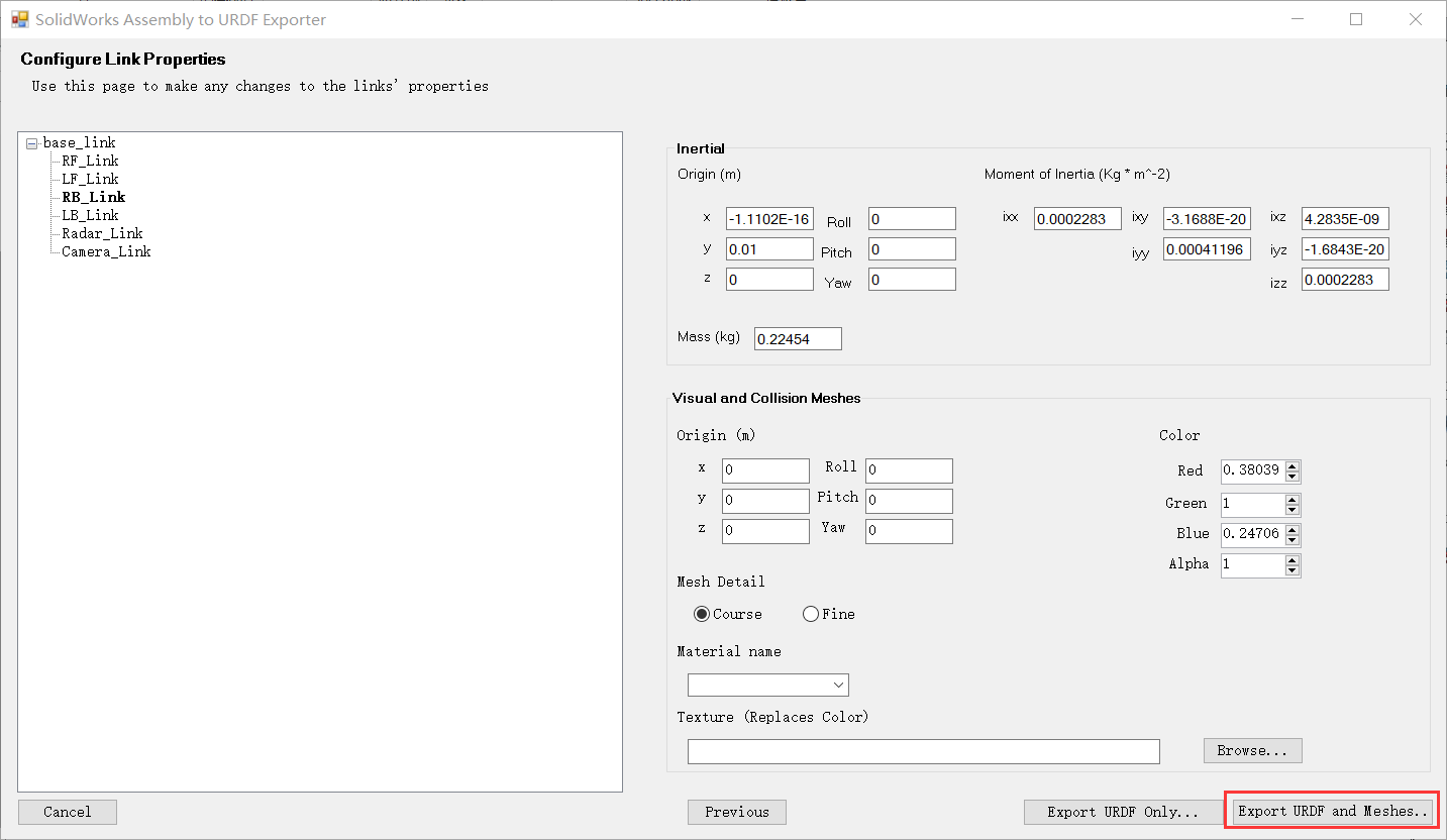 Solidworks小车模型转urdf文件