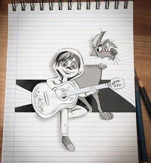 图画日记怎么画_这才是立体画,卡通人物都快从纸上钻出来了,画的太
