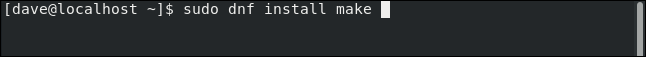 "sudo dnf install make" in a terminal window.