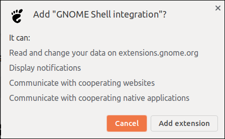 Confirm adding an extension to Chrome