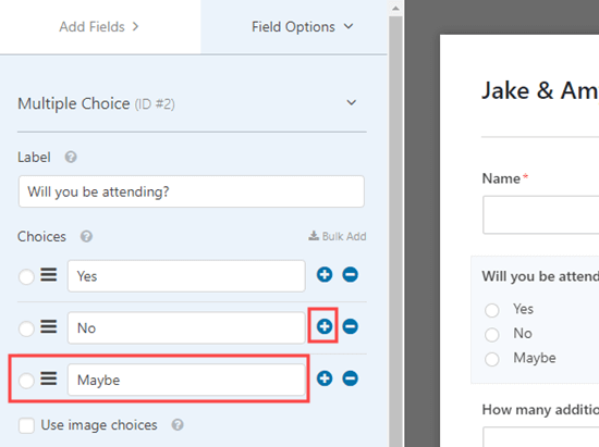Adding more options to the multiple choice field Adding more options to the multiple choice field