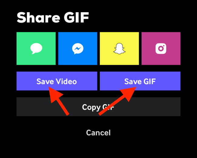 Tap "Save Video" or "Save GIF.