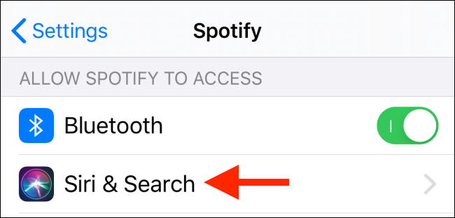 Tap Siri and Search from Spotify section