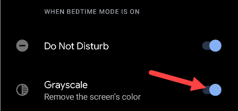 Toggle-on "Grayscale" whenever Bedtime mode is active.