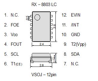 支持I2C总线接口实时时钟模块RX-8803LC