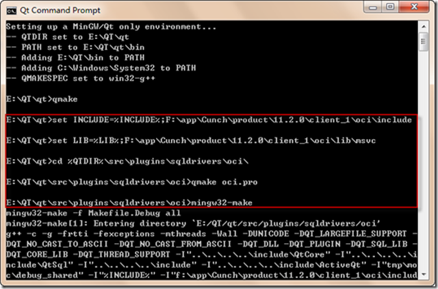 oracle oci mingw,QT和Oracle连接的oci驱动的编译