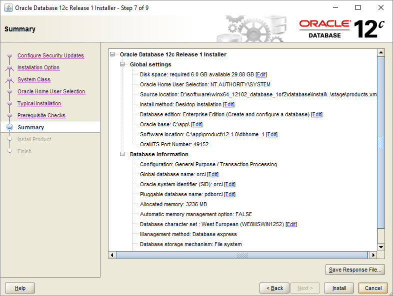 安装 Oracle 数据库 - 步骤 7