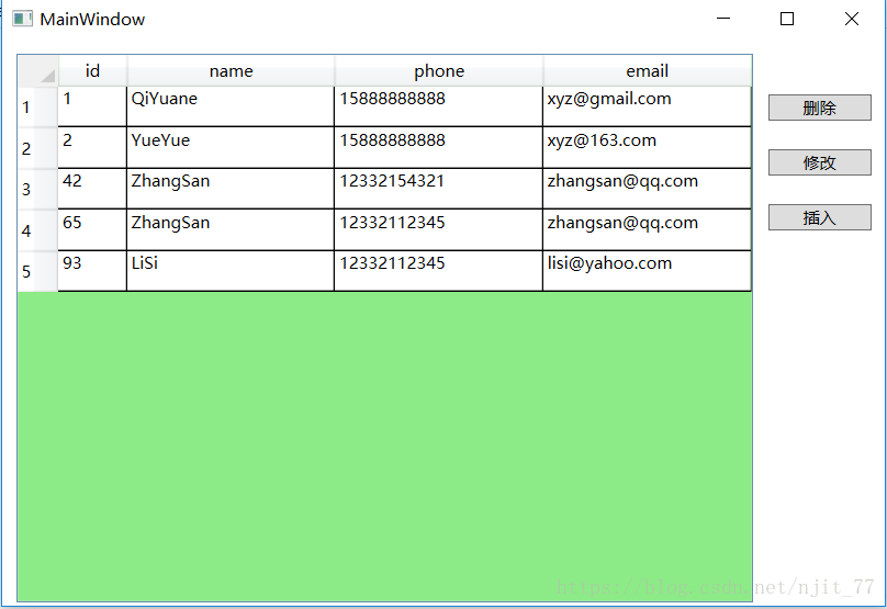 datagrid显示mysql_WPF DataGrid显示MySQL查询信息，且可删除、修改、插入 （原发布 csdn 2018-10-13 20:07:28）...