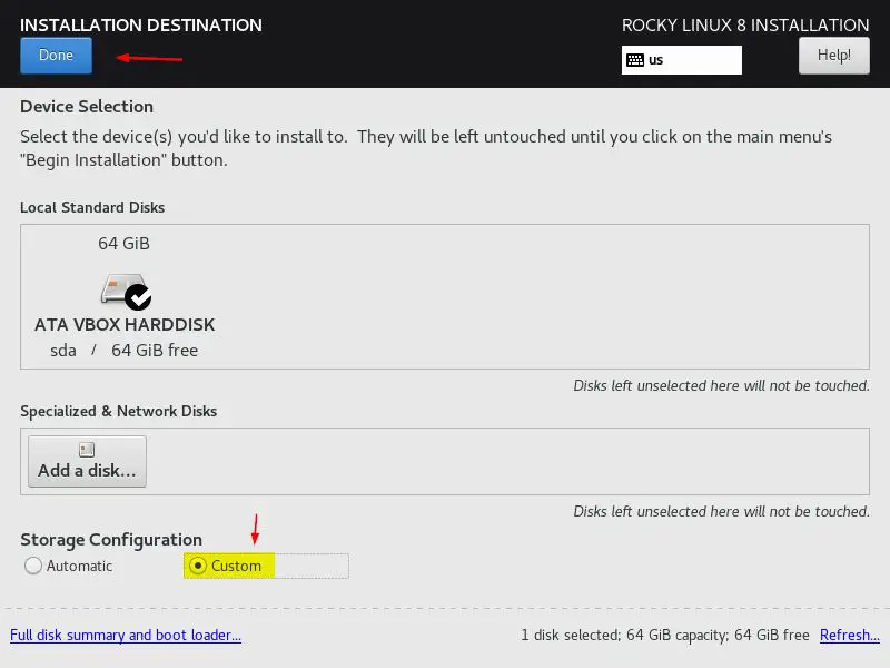 Choose-Custom-Storage-Configuration-Rocky-Linux