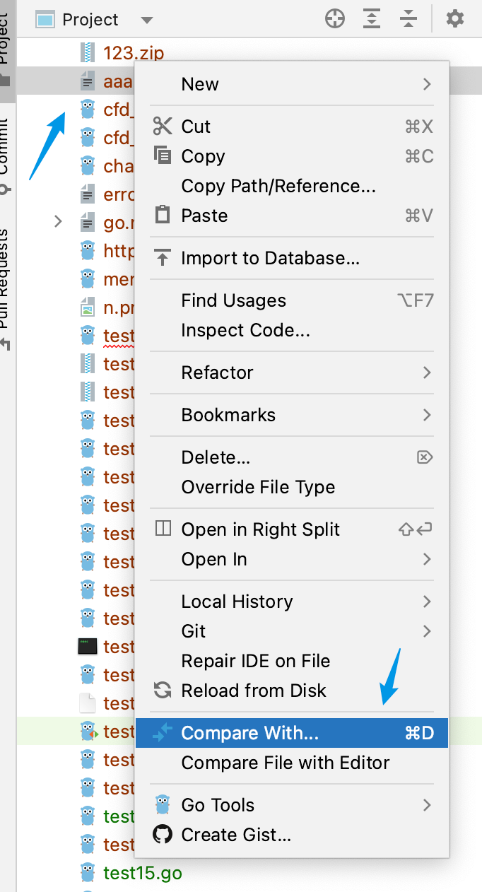 JetBrains goland、pycharm、webstorm、phpstorm 对比两文件内容是否一致