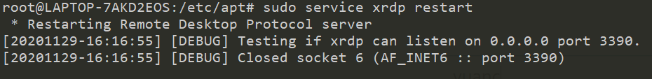 sudo service xrdp restart