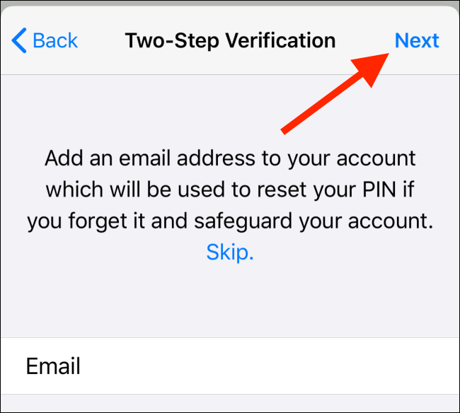 Type your email address, and then tap "Next."