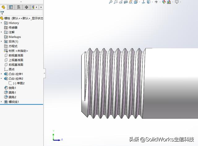这样就可以得到比较真实的螺纹线总结这就是我们通过solidworks螺纹线