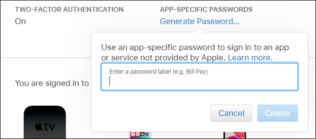 The "Enter a Password Label" box in the "Generate Password" section.