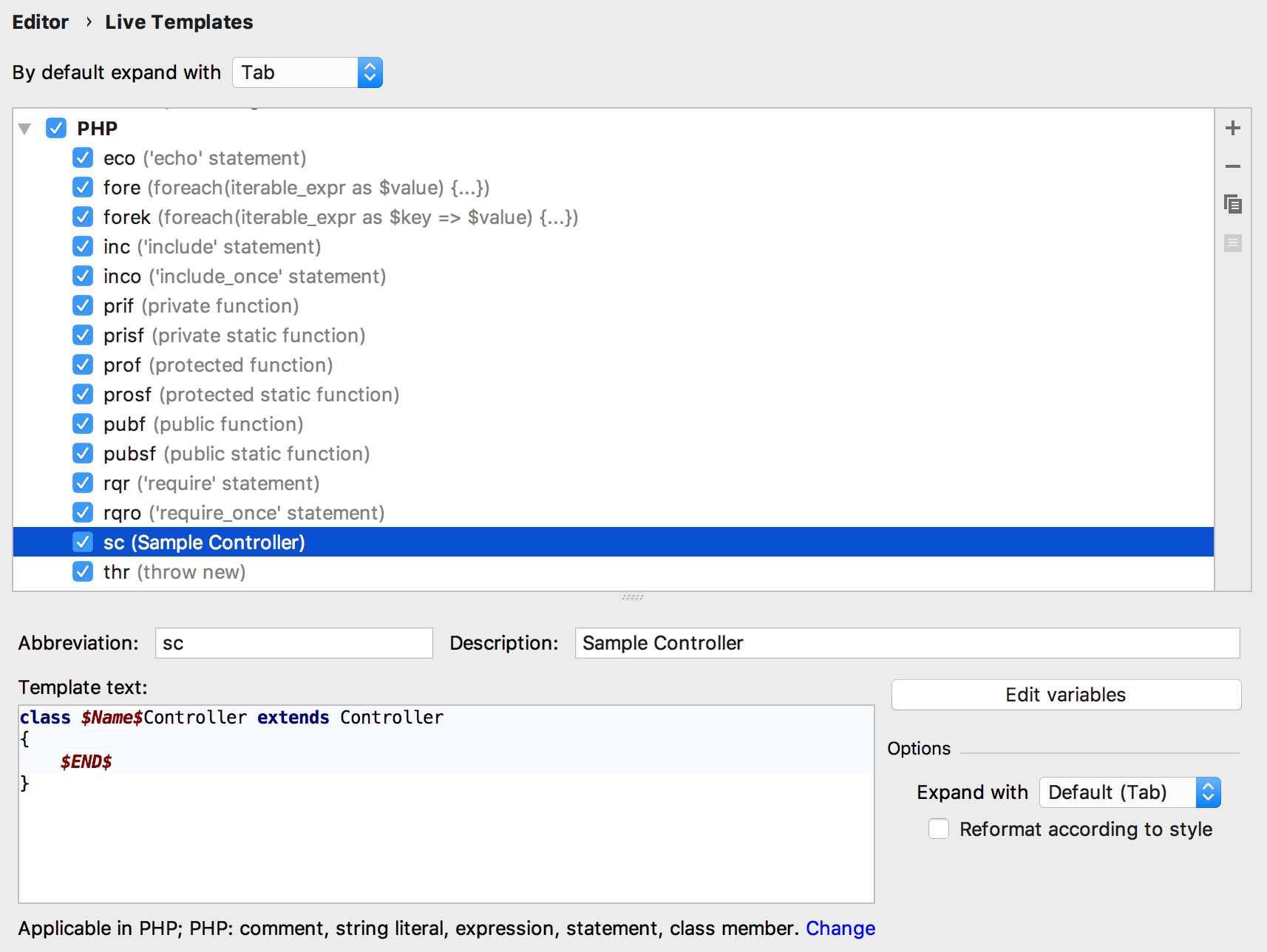 Php static function