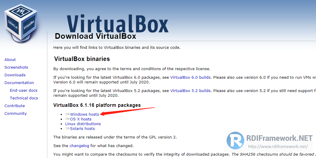 下载VirtualBox安装包