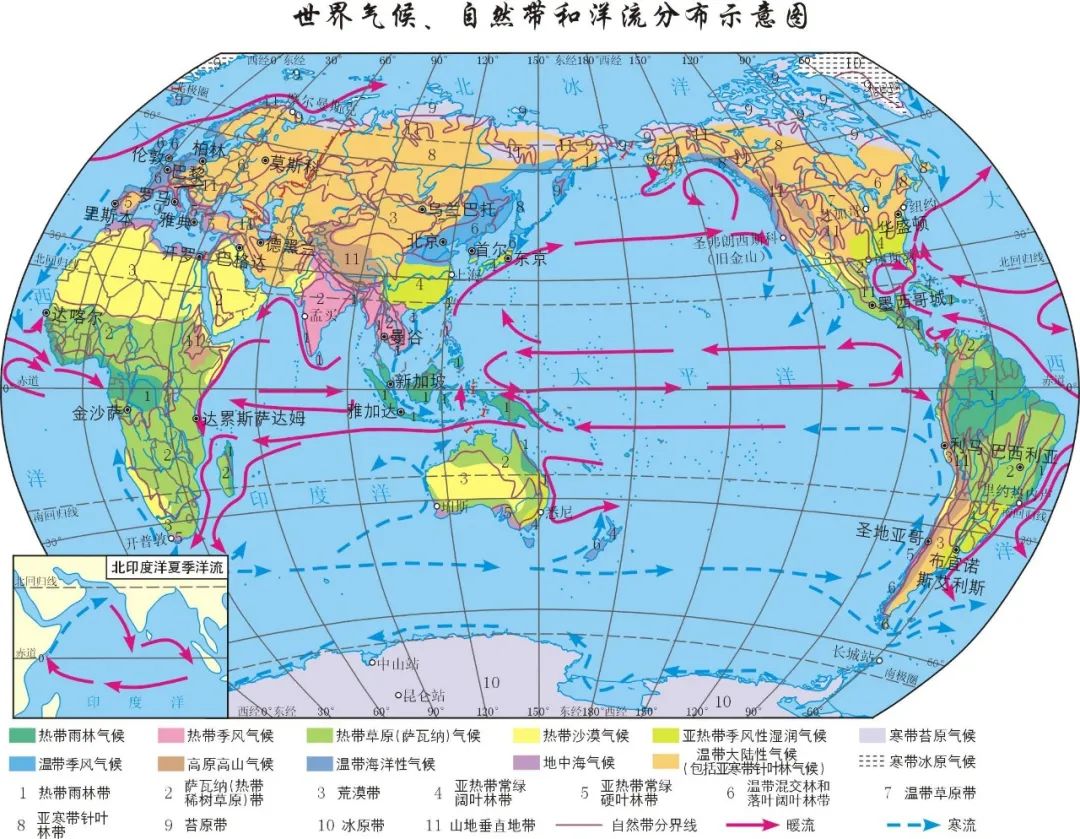 各纬度气候分布图