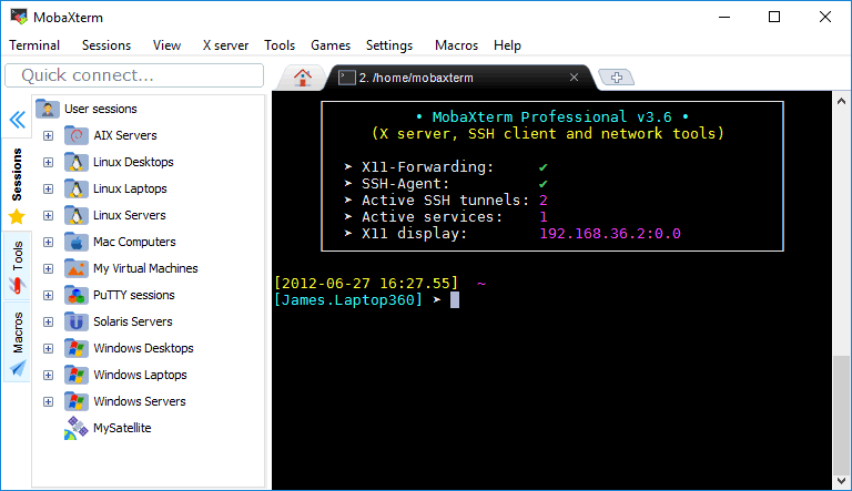 MobaXterm tabbed terminal