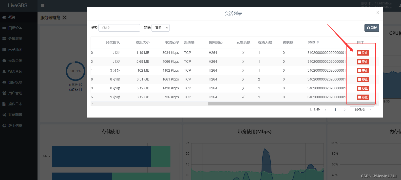 如何查看GB28181流媒体平台LiveGBS中对GB28181实时视频数据统计的负载信息