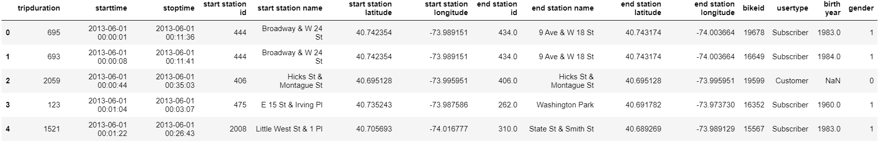 CitiBike dataset