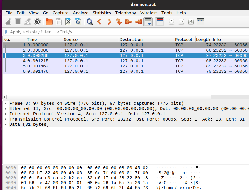 抓包 127.0.0.1 （loopback） 使用 tcpdump+wireshark