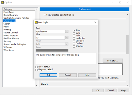 LabVIEW前面板上的字体大小取决于操作系统