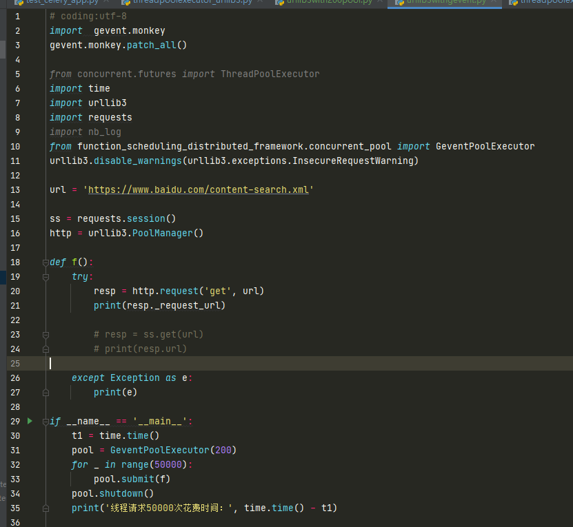 python的各种网络请求库 urllib3 requests aiohttp 分别请求http和https 的效率对比,多线程、gevent ...