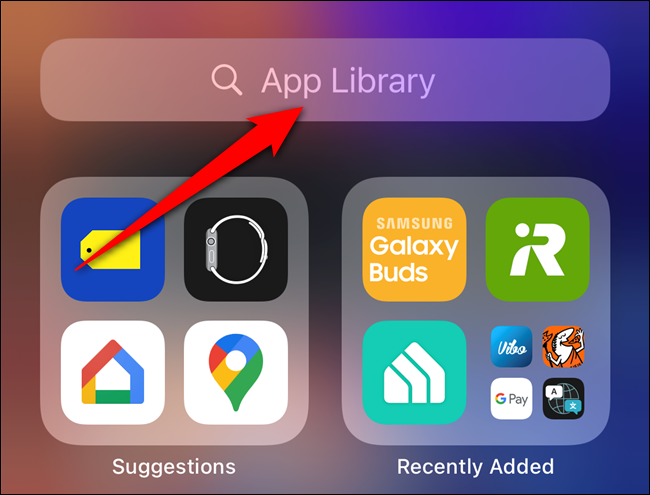 Tap the "App Library" search bar