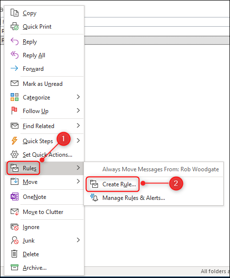 The "Create Rule" option in the context menu.