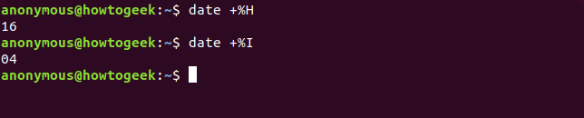 Output of the date command with H I options