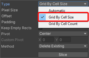 Slicing options: Grid by cell size