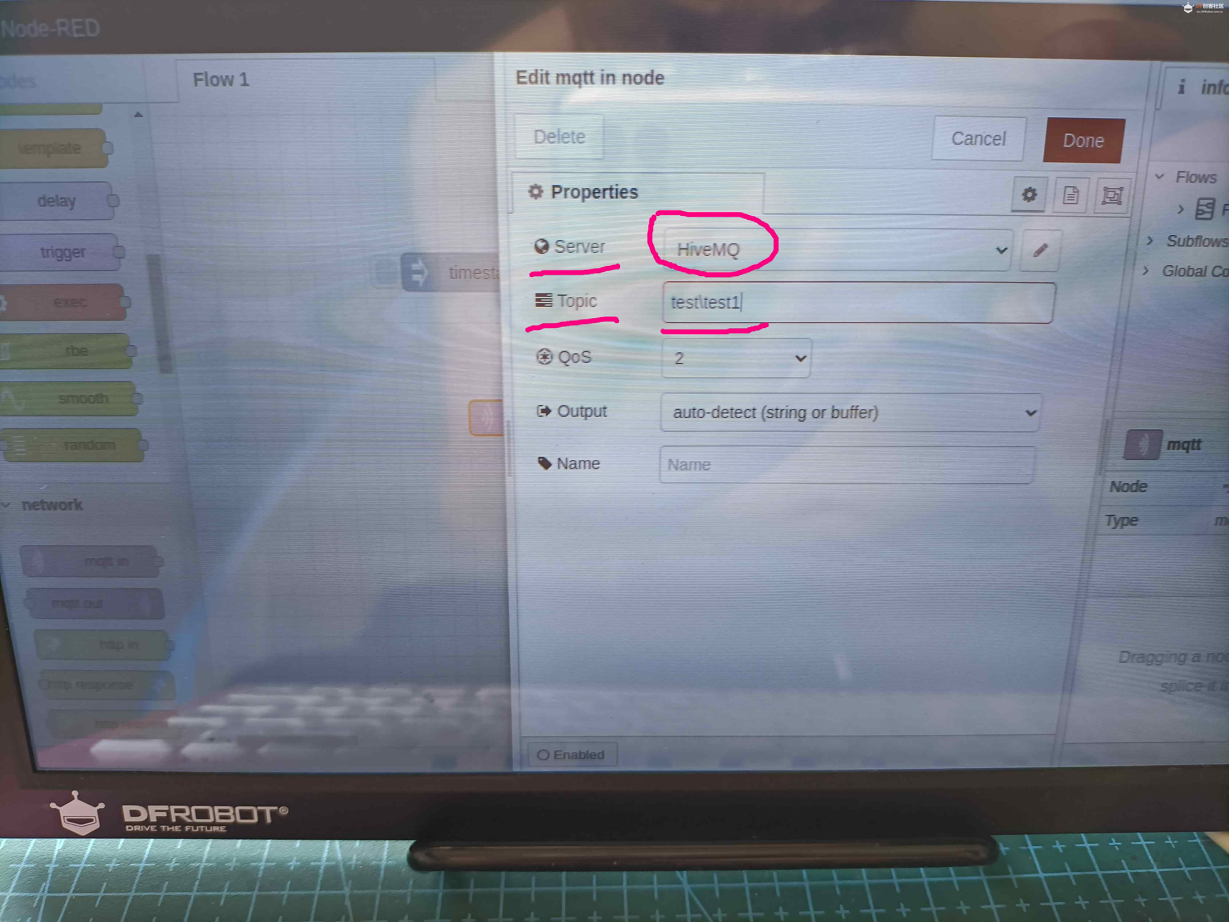 NodeRed和MQTT来监测远端设备温度图13