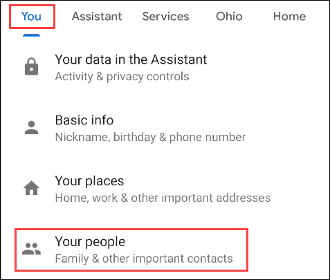 Tap "You," and then tap "Your People."