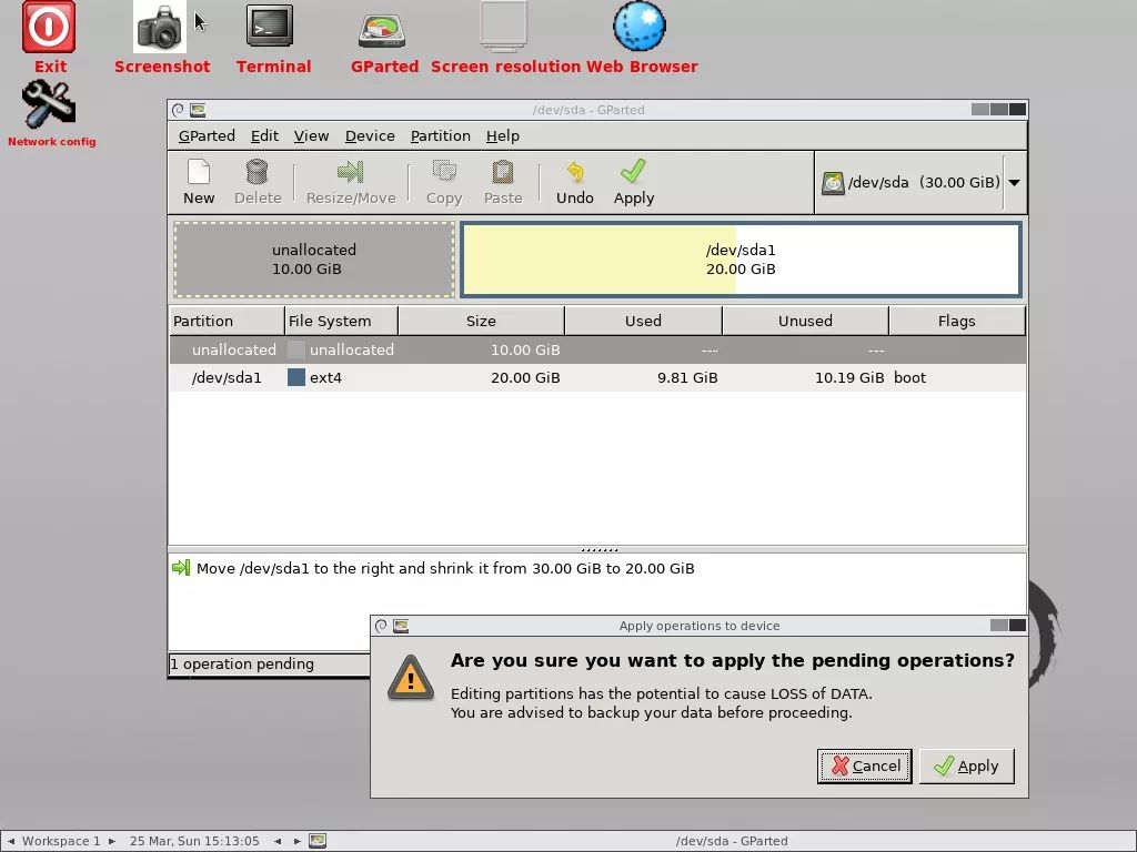 linux 磁盘分区 如何使用 gparted 实用工具缩放根分区 linux 中国