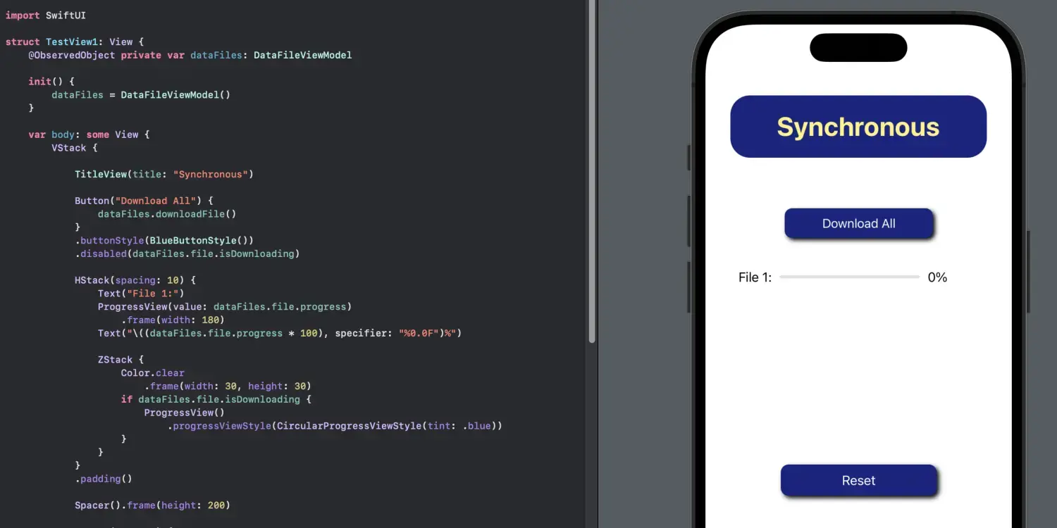 Simulate a synchronous download of a file -- no real-time update UI