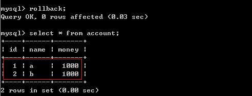 mysql数据库事务命令_MySql学习18----数据库事务---命令使用（02）