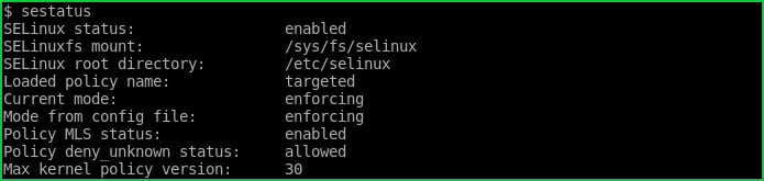 List SELinux Status