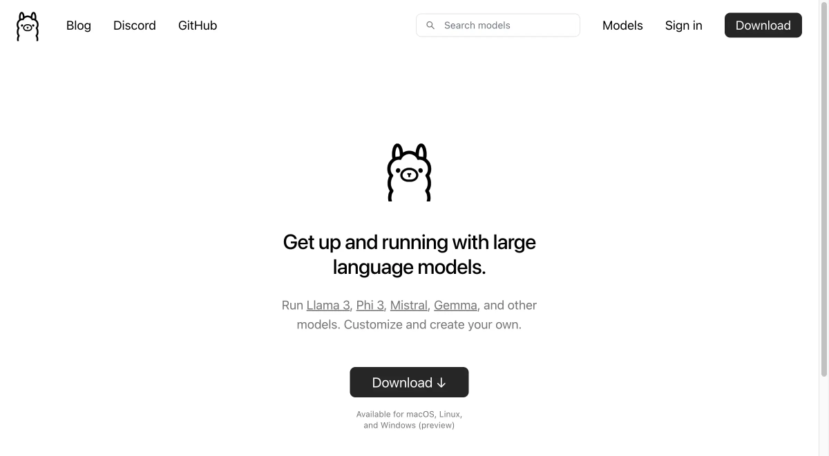 ollama 官网截图