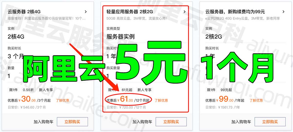 阿里云服务器一个月多少钱？最便宜的5元1个月