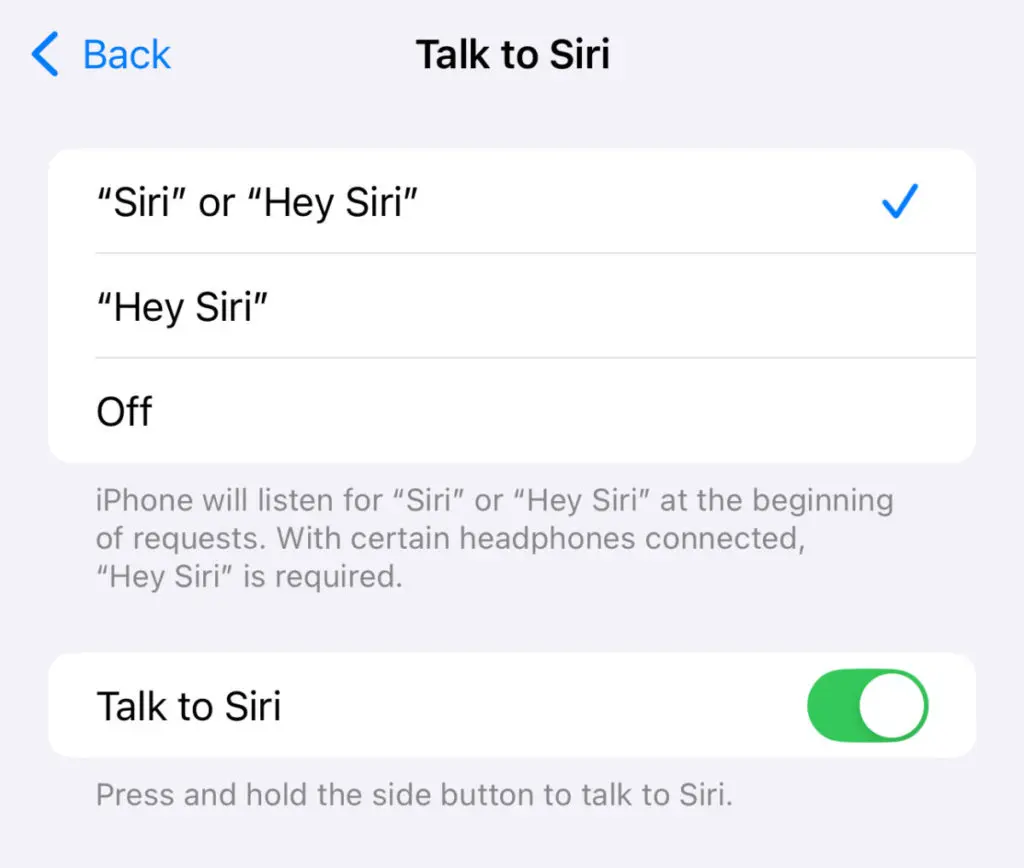 用戶可以選擇用「Siri」、「Hey Siri」或兩個詞都用來作為起動詞。