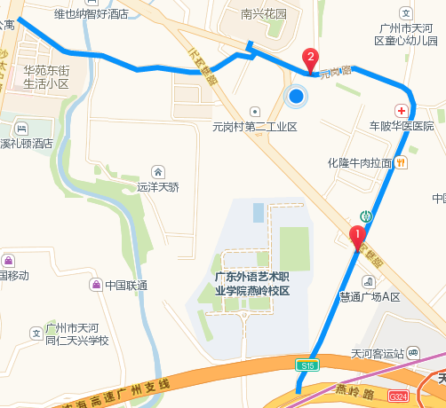 元岗路在高德地图上的描绘