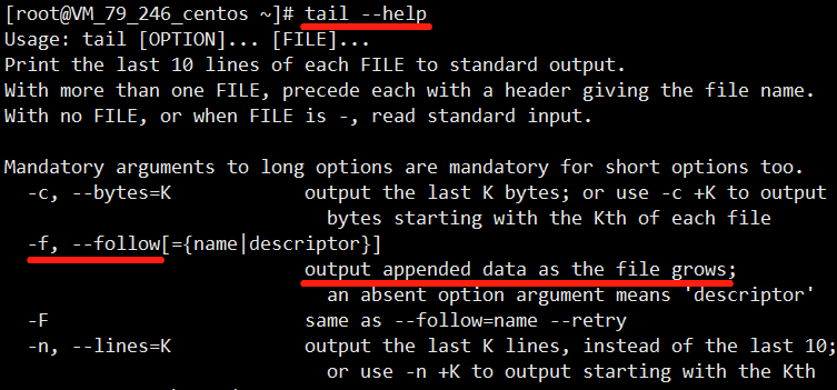 tail --help -f --follow