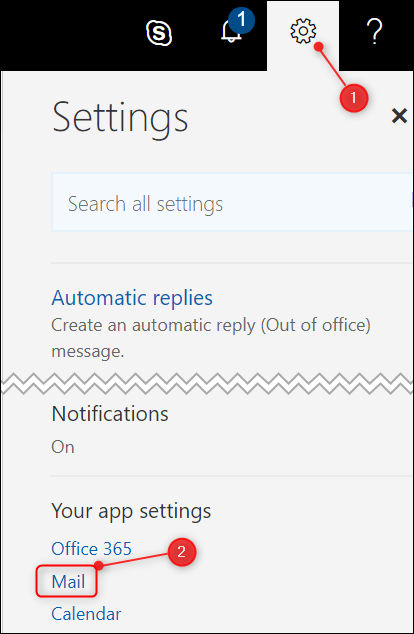 The classic Outlook settings