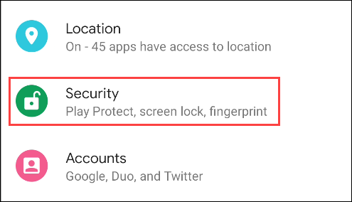 Tap "Security."