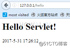 Servlet系列教材 (一)- 基础 - 教程:开发第一个Servlet插图7 重启tomcat,访问http://127.0.0.1/hello