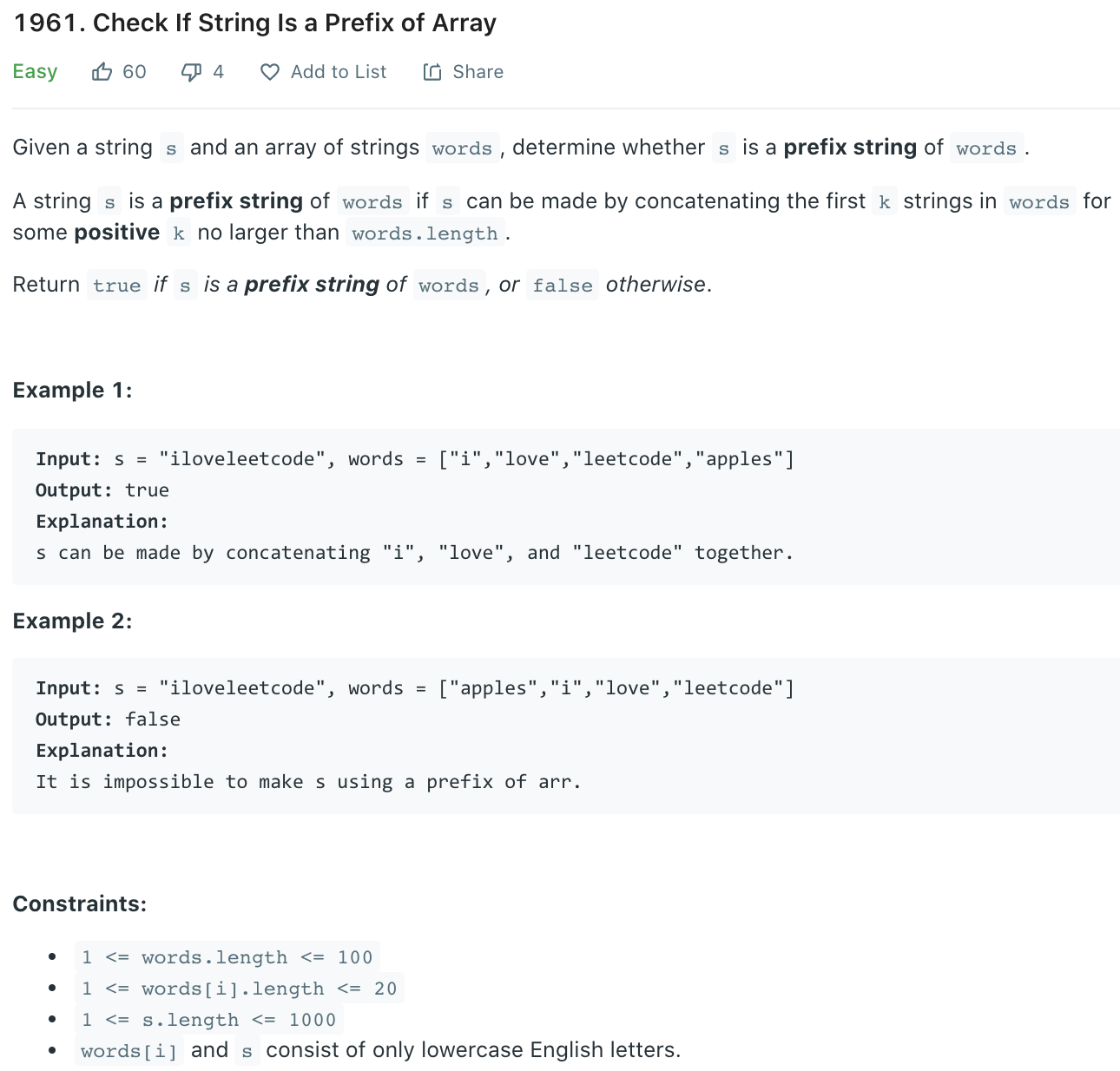 Check If String Is a Prefix of Array